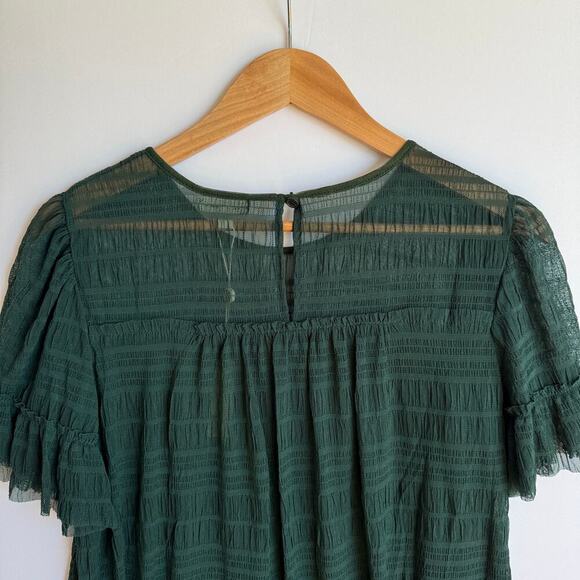 MAX STUDIO Mesh Lace Top In Forrest Green Womens Sz Small Garden Fairy Witchy - Picture 5 of 14